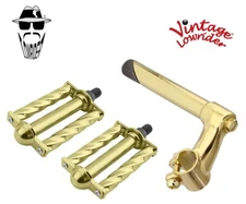 Vtg Lowrider Stem Classic 22.2 Gold & Pedals Square Twisted 1/2" Gold