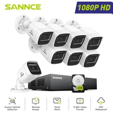 SANNCE 8CH DVR 1080P Outdoor EXIR Security Camera System Human Detection H.265+