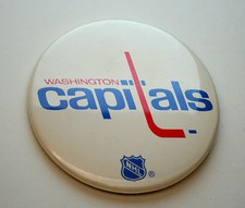 Vintage Large Washington Capitals NHL Hockey Team Logo NOS Pin Button 1980s