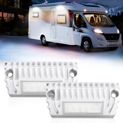 MICTUNING 2PCS White RV Exterior LED Porch Utility Lights, 12V RV Camper Replacement Light