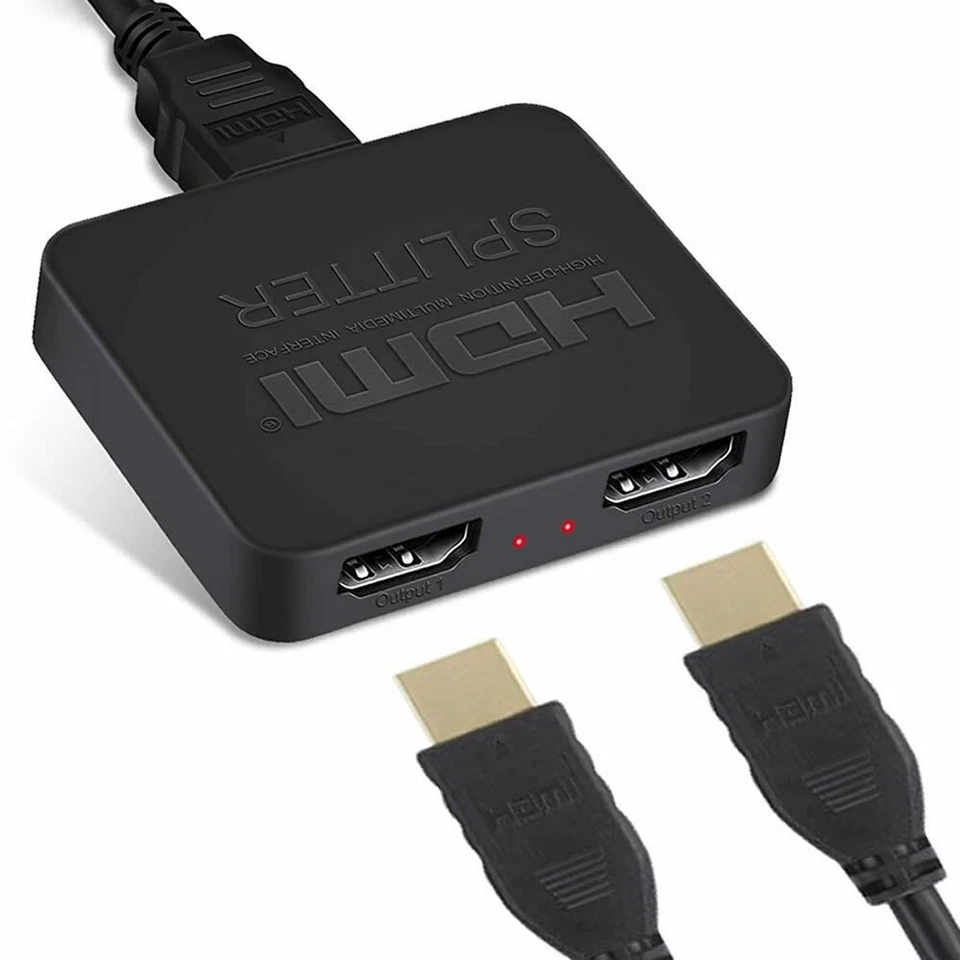 HDMI Splitter 1 Input 2 Output 4K HD Dual Output Adapter Cable 1 In 2 Out UHD - Image 2 of 4