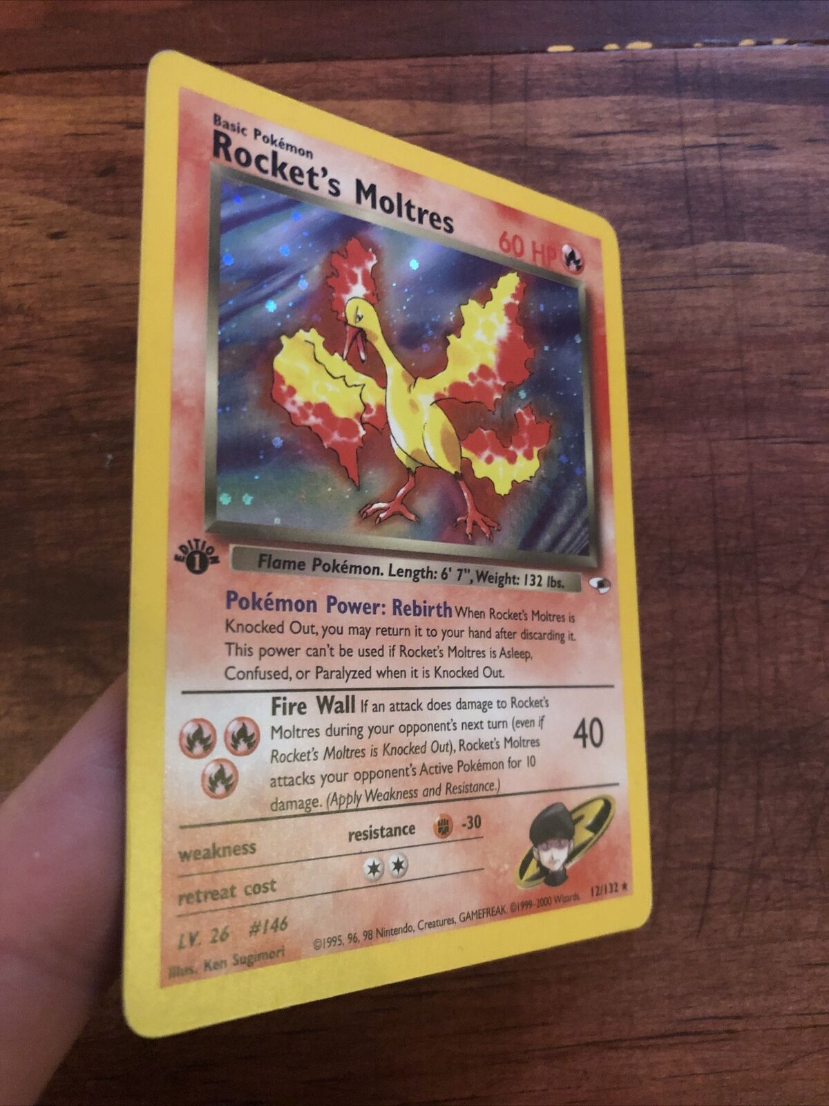 Rocket's Moltres. Pokemon Holofoil Real Card. 