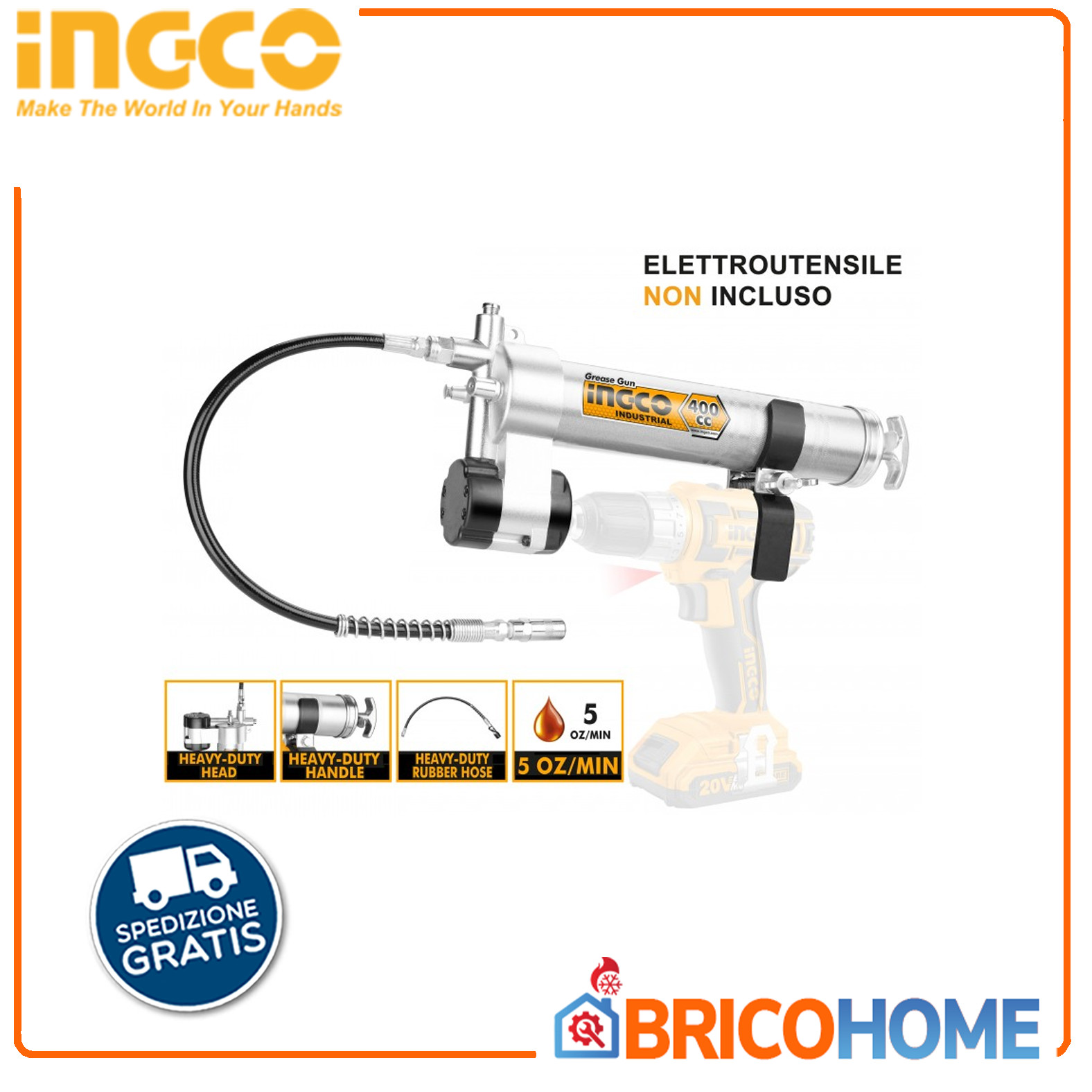 Portacartuccia per Ingrassatore INGCO 400cc: Accessorio Professionale