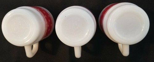3 Piezas Tazas Apiladoras de Colección Anchor Hocking Fire King Lunares Rojas Encaje Vidrio de Leche - Imagen 6 de 7