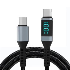 USB C 100W Charging Cable PD 5A LED Display Fast Type C Cable For Macbook