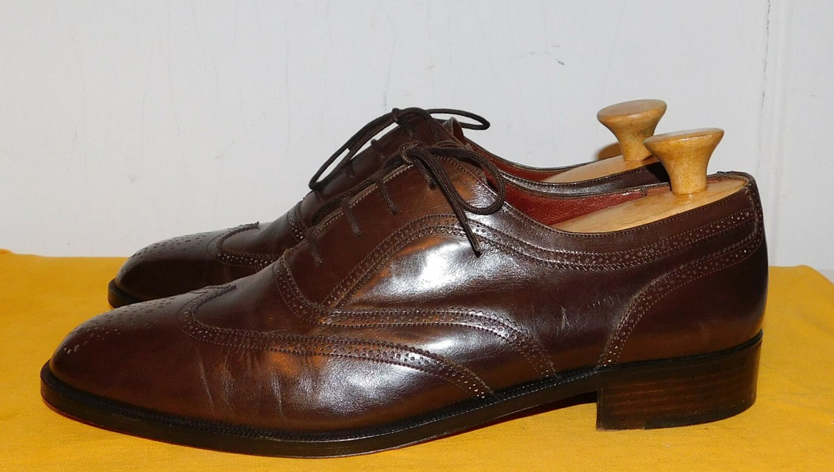 LOEWE BROWN MADE IN SPAIN GENUINE LEATHER WING TIP OXFORD SHOES 