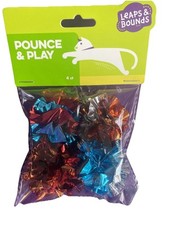 Leaps  Bounds Cat Toys Mylar Crinkle Balls 4 Pack Blue Red Orange Interactive