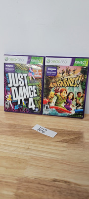 Just Dance 4  / Kinect Adventures- Xbox 360 Games Lot