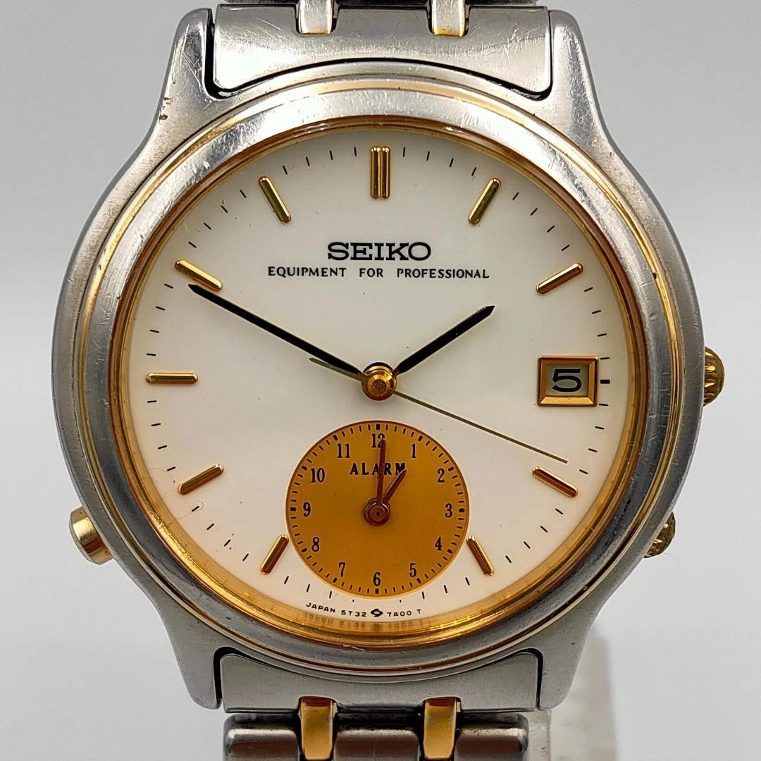 SEIKO セイコー クォーツ腕時計 ゴールド 5T32-7A4Aアラーム付き SEIKO 