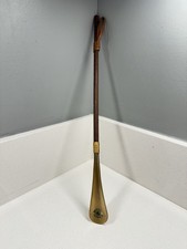 Vintage Italian Golf Club Shoe Horn 19  Wood Handle Brass Made In Italy