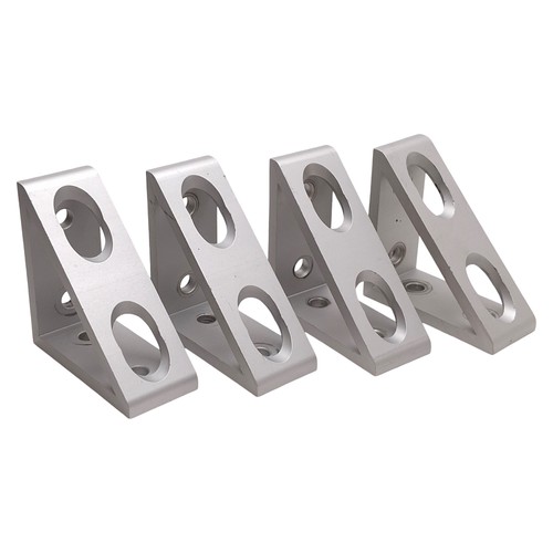 Lot of 4 80/20 4336 Tall Gusseted Inside Corner Bracket, 15-Series, 4-Hole