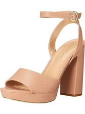 MADDEN GIRL Womens Beige 1" Platform Summit Almond Heeled Sandal 9.5