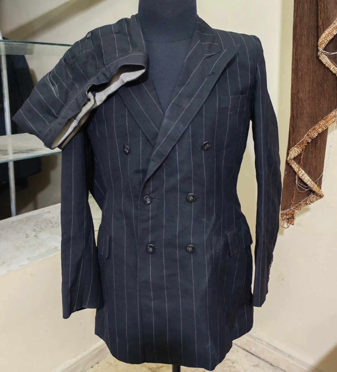 スーツ grosgrain DOUBLE-BREASTED STRIPED JACKET Double-Breasted Striped Suits & Blazers for Men 40 in Waist for