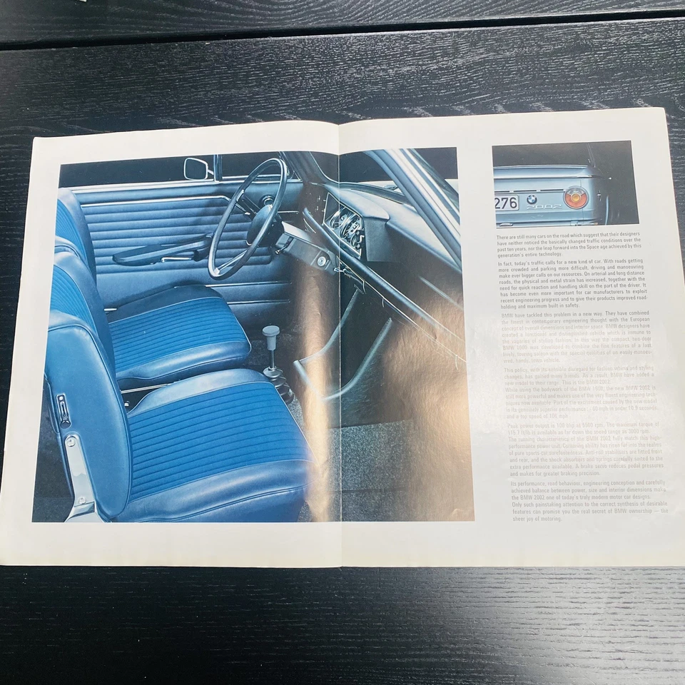 Folleto de venta de autos BMW 2002 1968 68 de colección grande Foto 2 de 3
