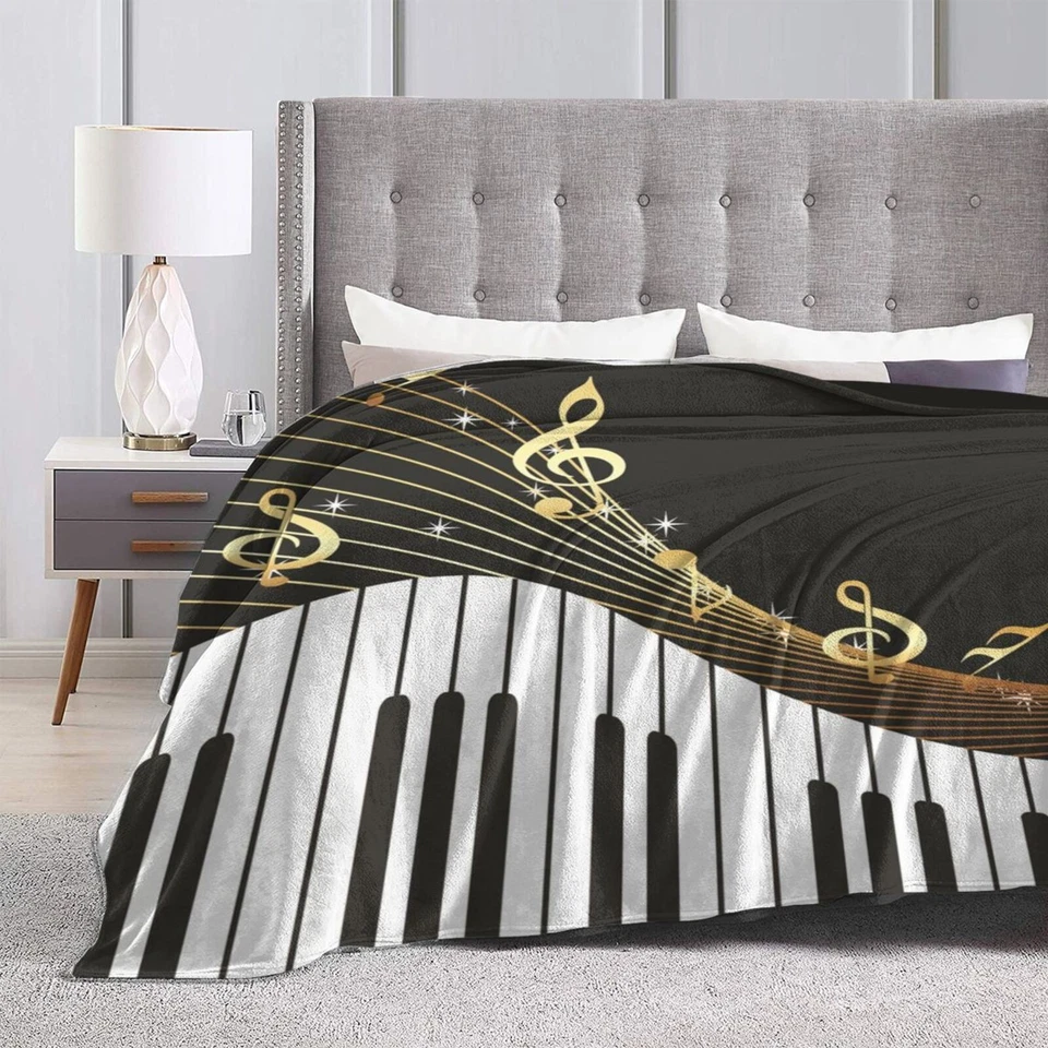 Musical Instrument Piano Guitar Bedspread Throw Blanket Christmas Birthday Gift - Image 2 of 4