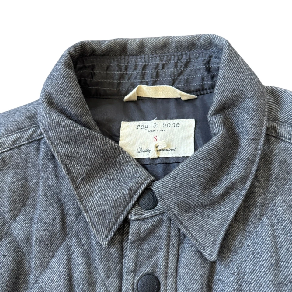 Rag & Bone Holme Cotton Shirt Jacket Grey Quilted Preppy Casual Classic Small - Image 4 of 4