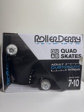 Roller Derby Quad Adult Custom Fit Roller Skates Black Adjust Size 7-10 New Open