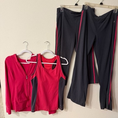 Danskin Athletic Set Jacket(L);Top(L);Capris(M);Pants(M)Pink/Gray Preown(A13-11)