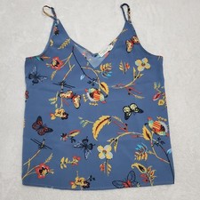 Abercrombie Fitch Cami Top Women S Blue Floral Butterfly Essentials Tank