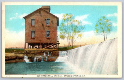 #ad K46 Dawson Springs Kentucky Postcard c1910 Old Water Mill and Dam 47 $20.70