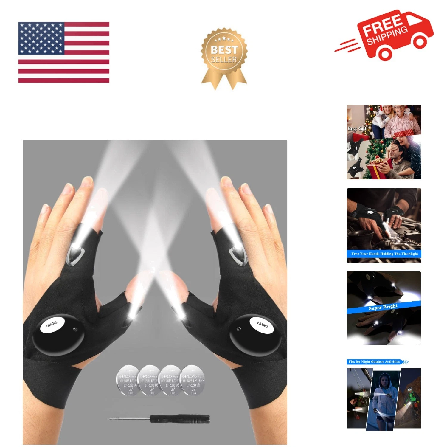 LED Flashlight Gloves, Gifts for Men Dad Him Boyfriend Husband, Cool Gadget H...
