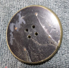 Large Vintage Antique Pressed Horn Facet Steel Button BRASS FLOWERS — photo 4
