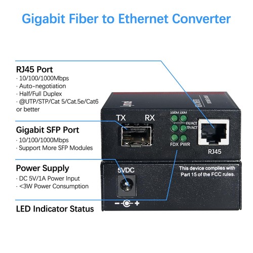 Gigabit Ethernet Medienkonverter, Multimode Dual LC 1er Pack Multi Mode - Bild 3 von 7