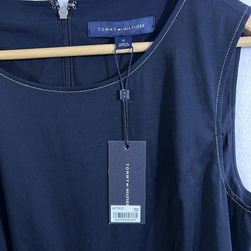 Tommy Hilfiger Plissee Fit & Flare Damen ärmelloses Kleid 12 Maritim Preppy - Bild 2 von 13