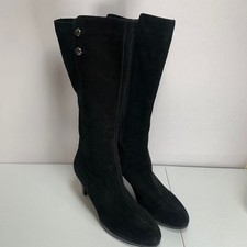 La Canadienne Otis Black Suede Cone Heel Boots Waterproof Size 10 26660
