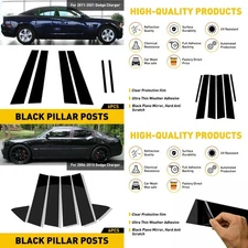 Black Door Posts Window Pillar Trim Cover Kits for Dodge Charger 2006-10/2011-21