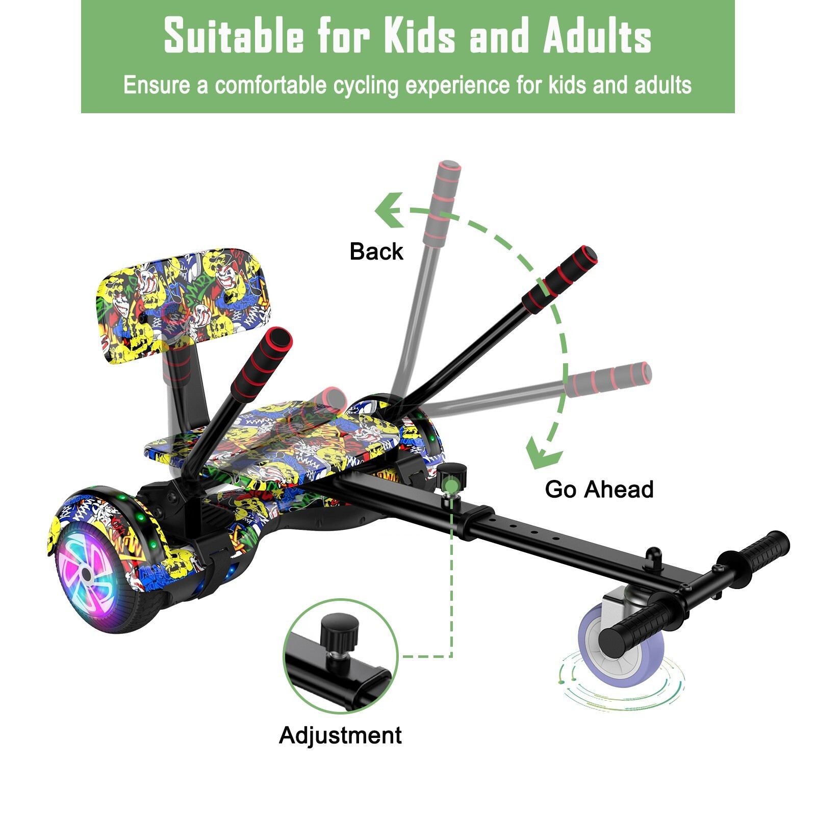 Electric Hoverboard & Go Kart Self-Balancing Bluetooth eScooter for Boys & Girls