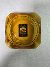 Vintage Ashtray Square Amber Glass Best Western Used