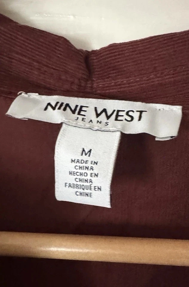 Vestido Camisa Nine West Jeans Pana Manga Larga Informal Borgoña Para Mujer Mediano Foto 3 de 4