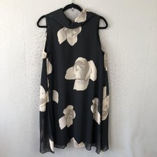 Perceptions Dress Womens 10 Sleeveless Collared Zip Back Floral Spring Work