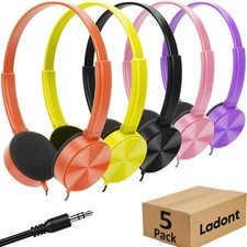 Headphones Bulk 5 Pack On Ear 3.5mm for Swivel Ear Wired