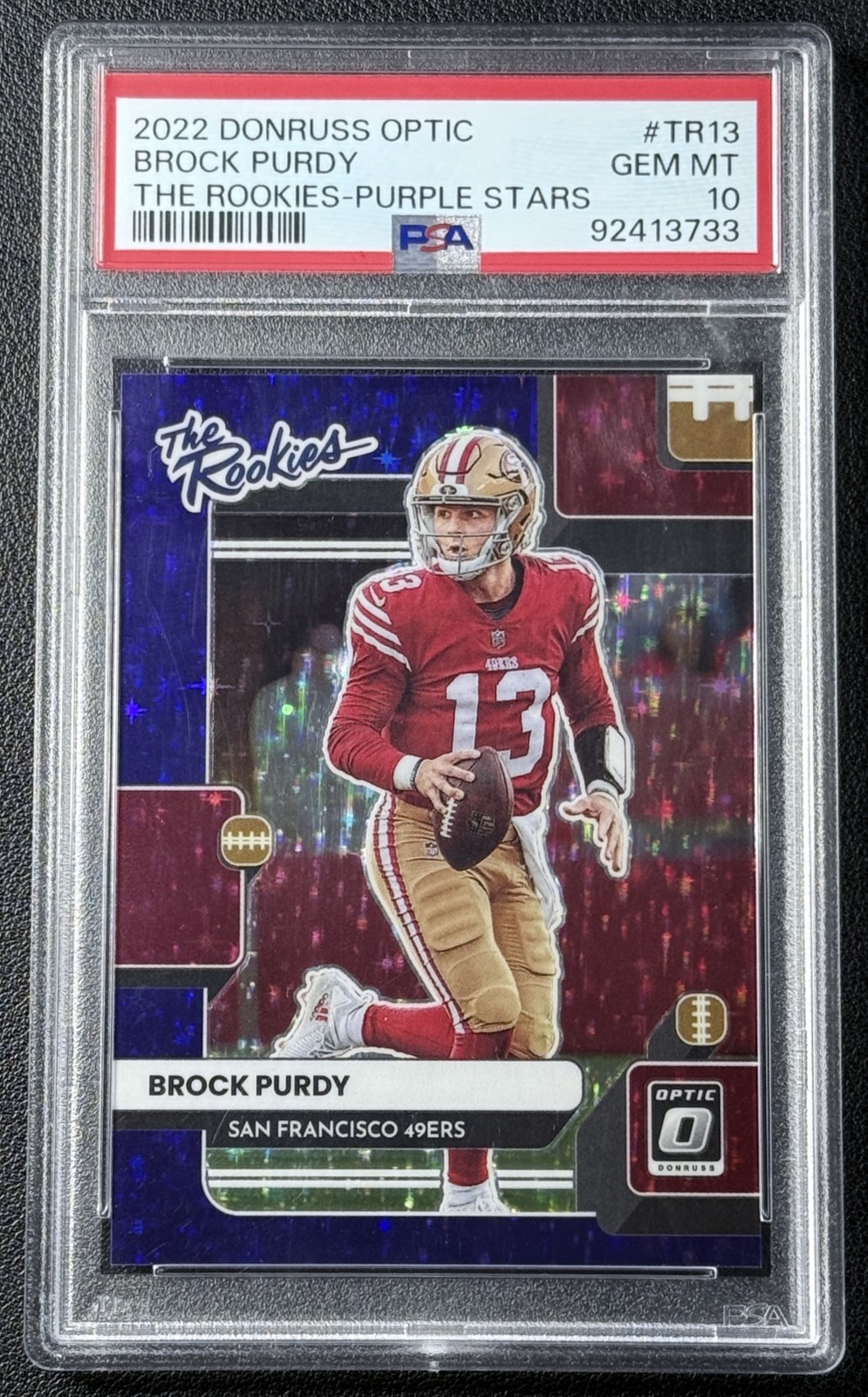 Brock Purdy Panini Donruss Optic the Rookies #TR13 Purple Stars