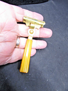 Rasoio a iniettori Schick vintage manico in bachelite Butterscotch (J