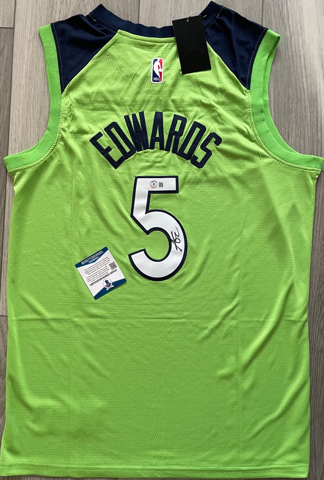 Anthony Edwards Autographed Signed Minnesota Timberwolves Jersey w/PROOF BECKETT 