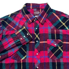 Wrangler Western Flannel Shirt 2X Big Man Pearl Snap Plaid Cowboy Americana