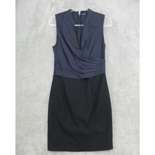 Elie Tahari Dress Womens 6 Sheath Colorblock Office Career Surplus Pleated Zip