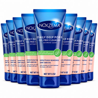 Noxzema Daily Deep Pore Oil-Free Face Cleanser 6 oz Ultimate Clear 10 Pack