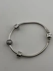 Pandora Sterling Silver Charm Bracelet With 3 Charms