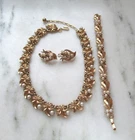 Vintage Crown Trifari Gold Tone Faux Pearl Jewelry Set ETC10990