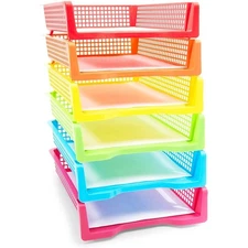Classroom Turn in Trays - 6-Pack, Letter Size, 12.75 x 9.75 x 2.75 in, Rainbo...