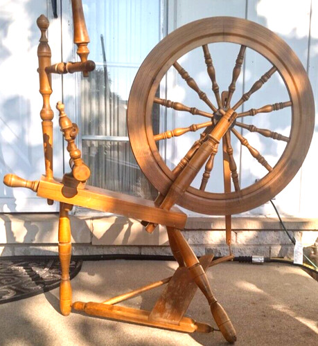 Vtg Spinning Wheel Signed Country Craftsman Saxony 112392 Functions but NO Flyer