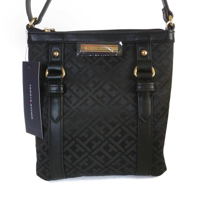 NWT Tommy Hilfiger Purse Crossbody Shoulder Bag, Black Jacquard w