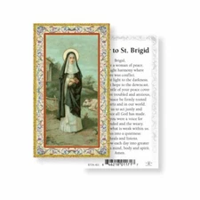 Saint Brigid with Prayer to St. Brigid  - Gold Trim Paperstock Holy Card