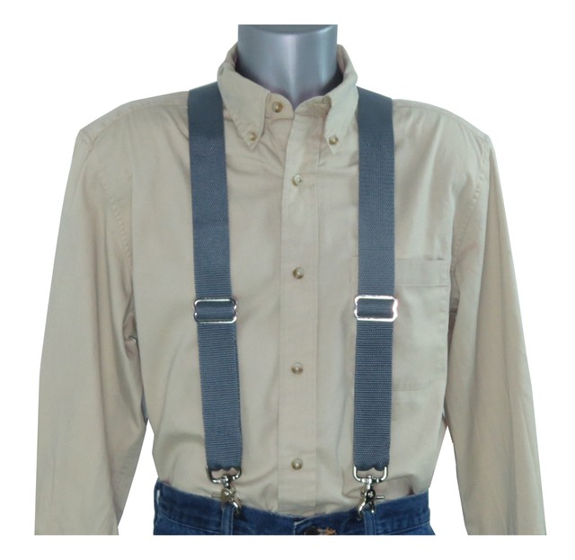 Heavy Duty Dark Gray Nylon Suspenders Scissor Trigger Snaps USA Made eBay