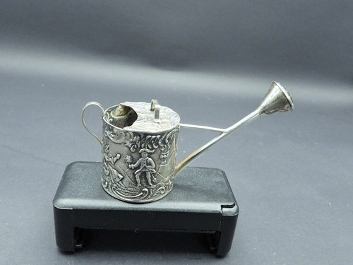 Antique Miniature Dutch or Hanau Continental Silver Pastoral Scene Watering Can - Picture 8 of 9