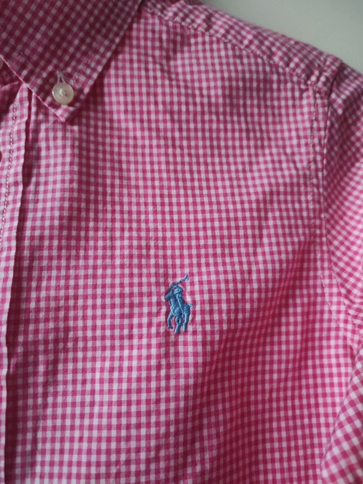Ralph Lauren Polo Girl's checked shirt pink white button cotton size 5 years - Image 3 of 4